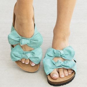 👣MATA SHOES Double Bow Sandals in Mint Snake